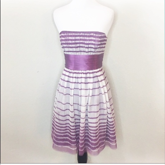BCBGMAXAZRIA Purple Striped strapless dress -Size 0 - Picture 4 of 11